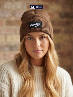 Annelina Design Ribbed Beanie – Brown