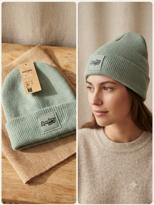 Gorro de canalé Annelina Design - Verde salvia