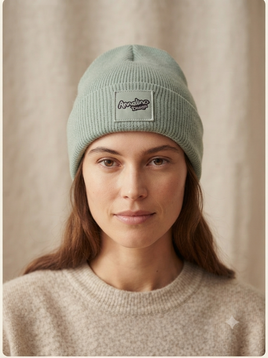 Gorro de canalé Annelina Design - Verde salvia