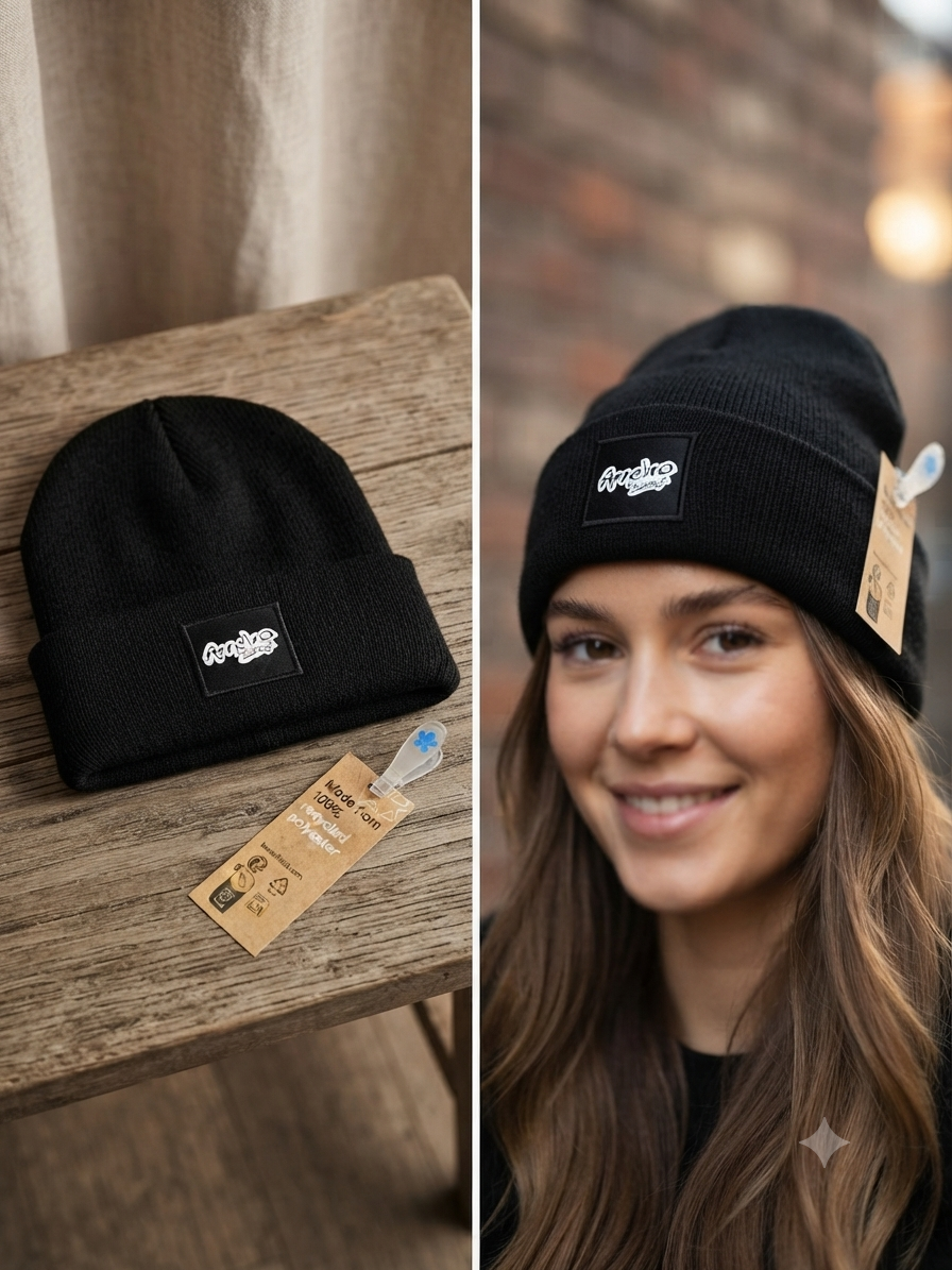 Annelina Design Ribbed Beanie – Negro