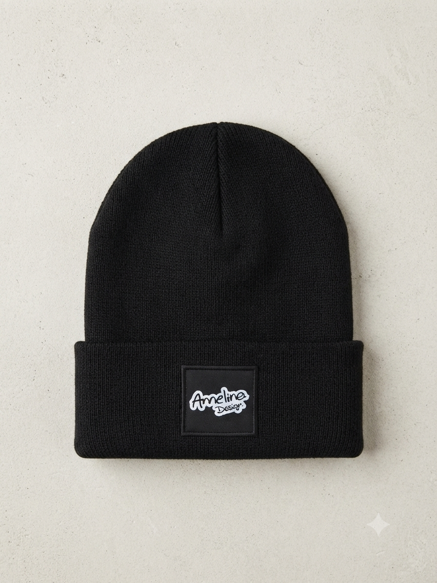 Annelina Design Ribbed Beanie – Negro