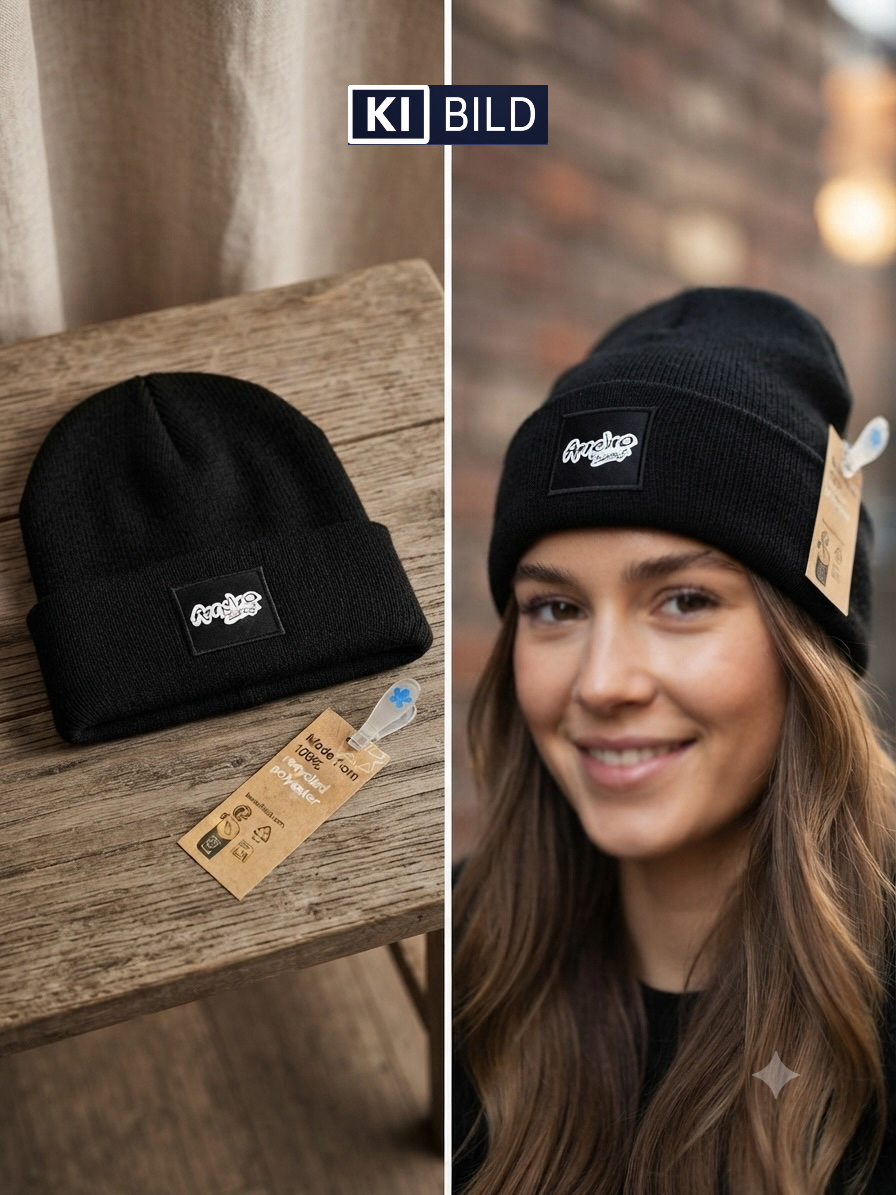 Annelina Design Ribbed Beanie – Schwarz