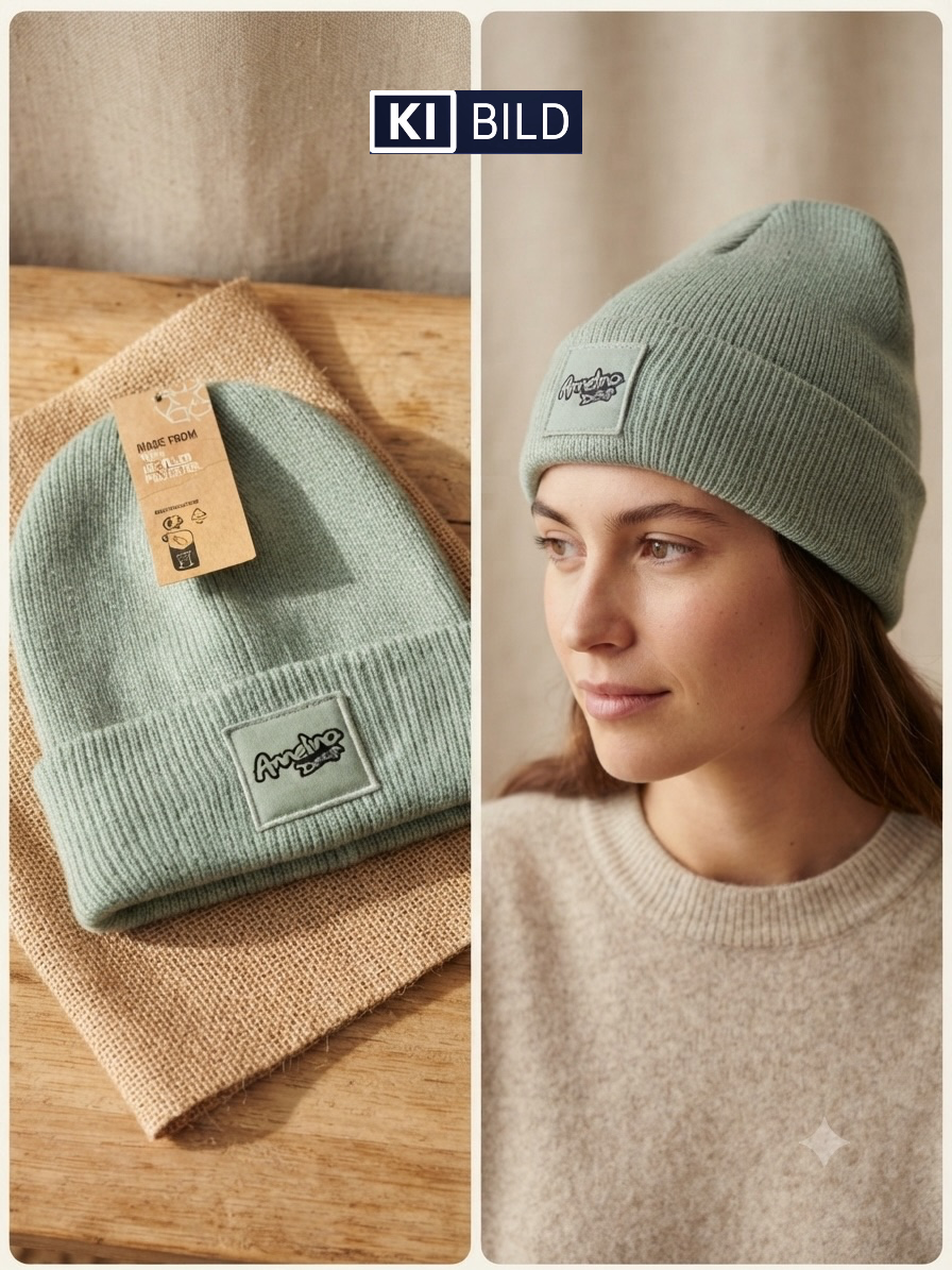 Annelina Design Ribbed Beanie – Salbeigrün